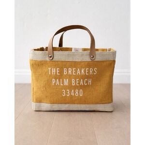 Apolis Market Bag Breakers Palm Beach Jute Tote Leather Handle NWT